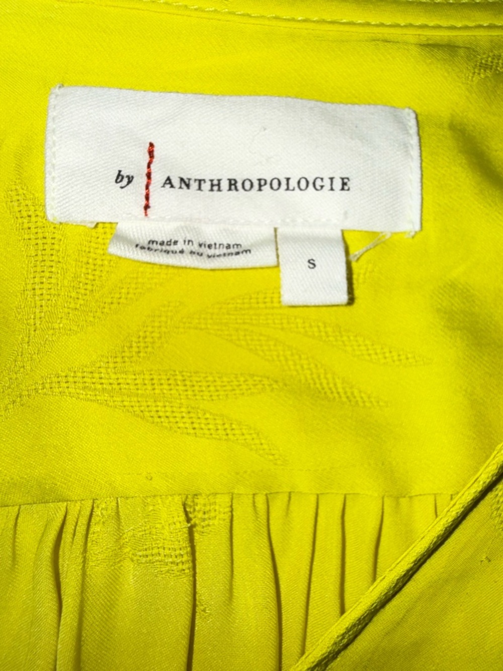 Anthropologie Bright Yellow Boho Blouse Embroidered Textured Top Size Small - Picture 4 of 8